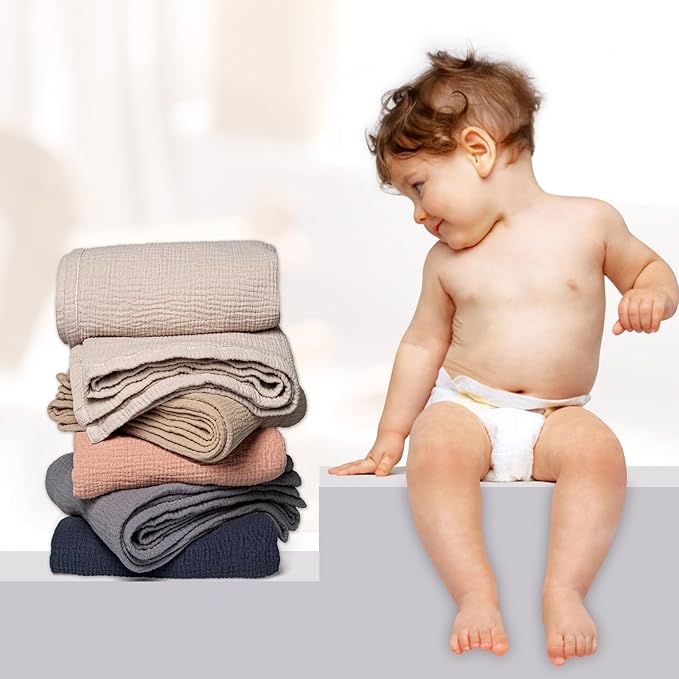 Lulu moon Muslin Quilt Blanket, Crib Blanket for Baby and Toddler,47x47 Inches(Gray)