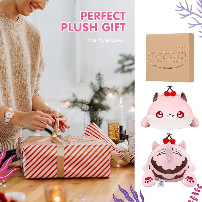 Cute Cat Plush Pillow, Kawaii Plushies Sweet Cat Stuffed Toys, Squishy Plushies, Cuddle Plush Pillow for Boys & Girls