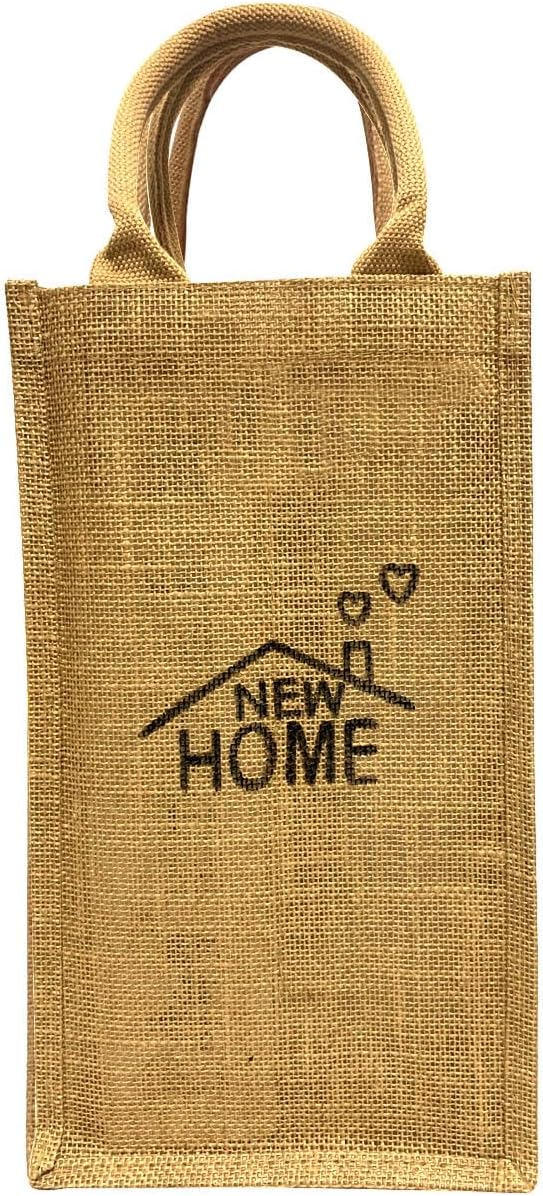 Jute Burlap Double Bottle Wine Gift Tote Bags with Soft Cotton Handles Reusable for Wedding, Parties,Birthdays