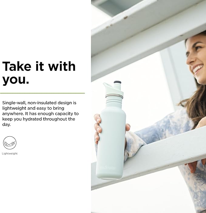 KLEAN KANTEEN Pastel Turquose Classic Water Bottle with Sport Cap, 1 EA