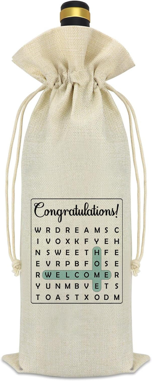 House Warming Gifts New Home Decorations Wine Bag Housewarming Gifts for New House New Home Owners Gift New Home Gifts for Home Welcome Home Gifts Congratulations New Home Gifts Burlap Wine Bottle Bag