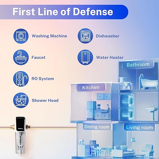 PDR-ARB100WSP Spin Down Sediment Water Filter, Auto Flushing Module with Touch-Screen, Reusable Whole House Sediment Filter for Well Water w/Scraper, 100-Micron Prefilter Filtration System