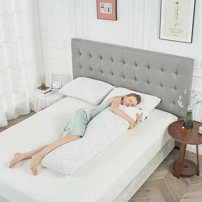 Shredded Memory Foam Pillow for Sleeping, Cooling Full Body Pillows for Adults, Adjustable Soft and Firm Pillows or Side, Back, Stomach Sleepers with Washable Removable Bed Pillow Cover