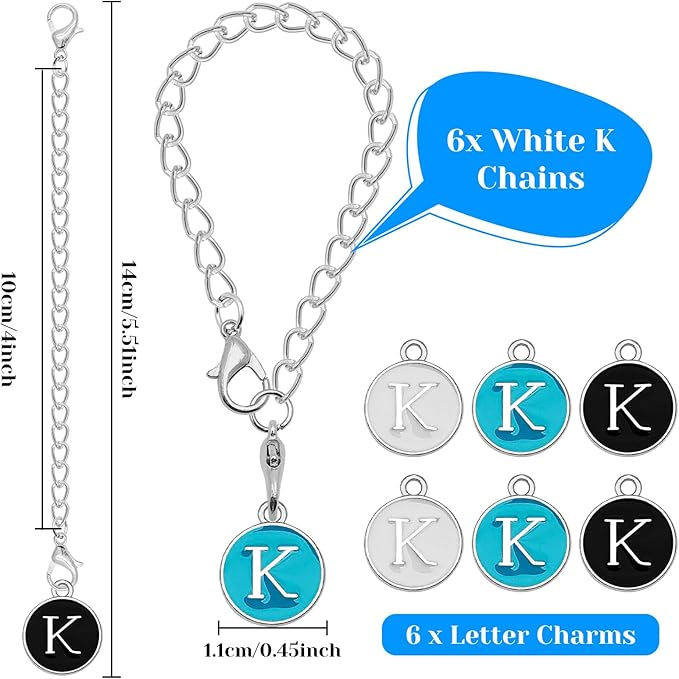 Letter Accessories for Stanley Cup,6PCS Initial Name ID Personalized Handle Personalized Handle Decor Set DIY Identification Handle Letter for Stanley Tumble (K/White/Black/Blue)