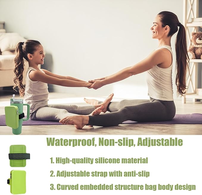 Silicone Water Bottle Pouch for Stanley, Tumbler Carrier with Zipper Pocket for Stanley 30oz/40oz & IceFlow 20/30oz, Gym Tumbler Accessories for Men Women