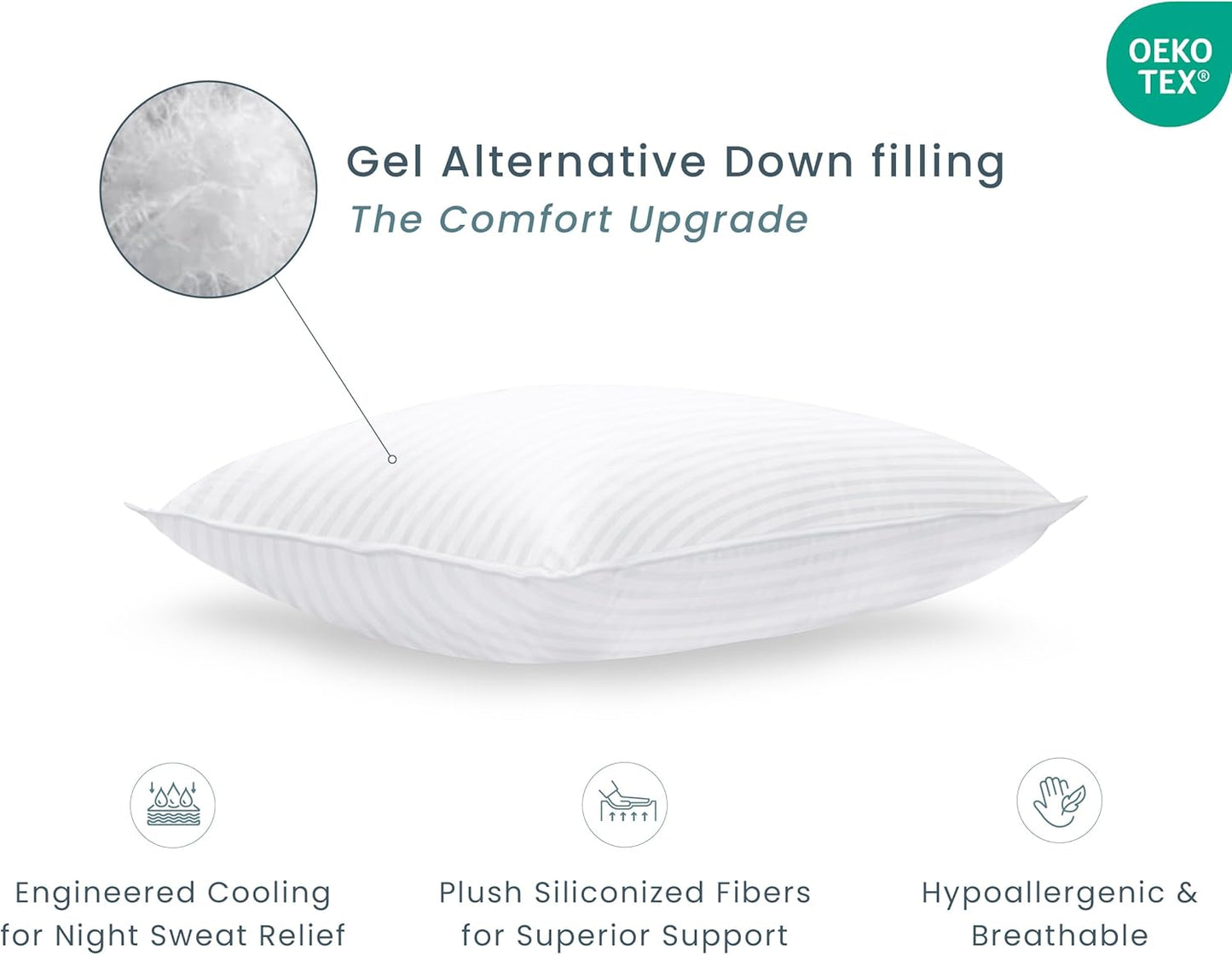 Threadmill Soft Bed Pillows Standard Size Set of 2 | Down Alternative Cooling Bed Pillow for Sleeping | Soft Pillows | 20 x 26 Hotel Pillow, Standard Pillows 2 Pack for Back, Stomach or Side Sleepers