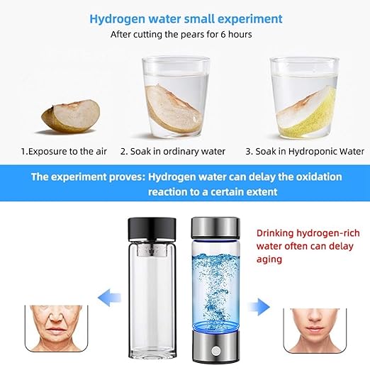 Hydrogen Water Bottle Generator 2pack, Glass Hydrogenated Water Bottle Health Cup, Hydrogen Water Generator w SPE/PEM Tech, Hydrogen Water Machine Improve Water for Home/Office/Travel/Daily Drinking