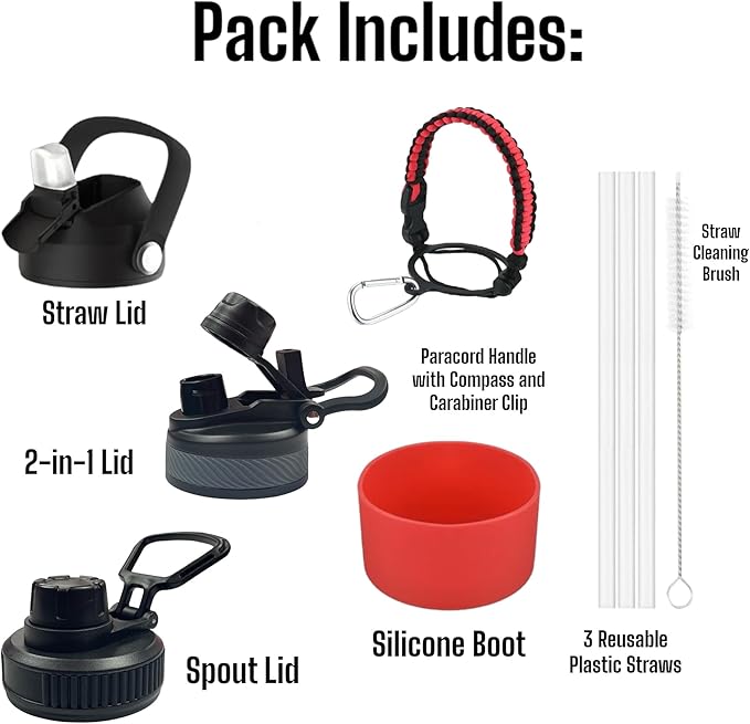 Water Bottle, Insulated water bottle, Stainless steel water bottle for kids men women Sports water bottle 32 oz Water bottle with straw Insulated Flask (Gradient White/Red)