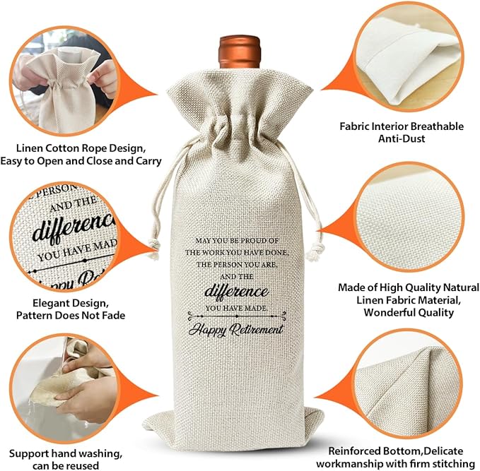 EUFJDKSL Retirement Wine Bag For Teacher Coworker Employees Friend Colleagues Nurse Doctors Boss, Goodbye Farewell Leaving Gifts For Friend, Happy Retirement Party Decorations