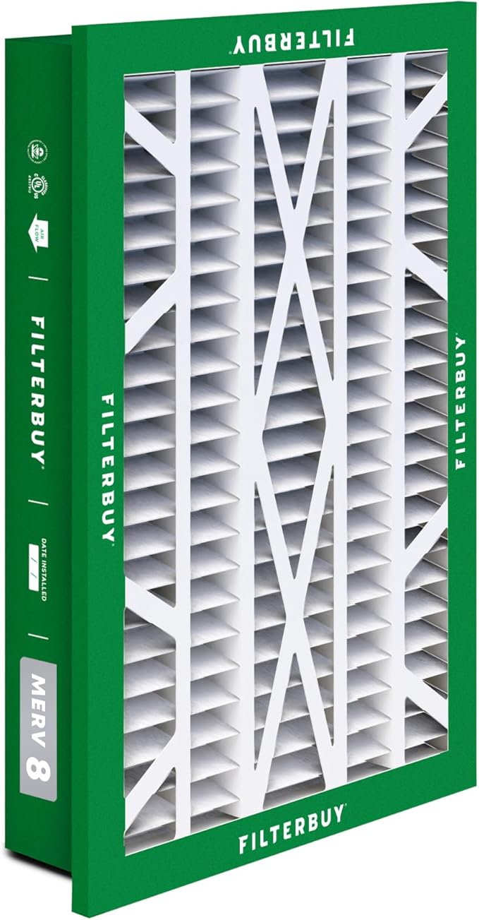 Filterbuy 16x25x5 Air Filter MERV 8 Dust Defense (2-Pack), Pleated HVAC AC Furnace Air Filters Replacement for Honeywell Return Grille (Actual Size: 14.38 x 23.38 x 3.69 Inches)