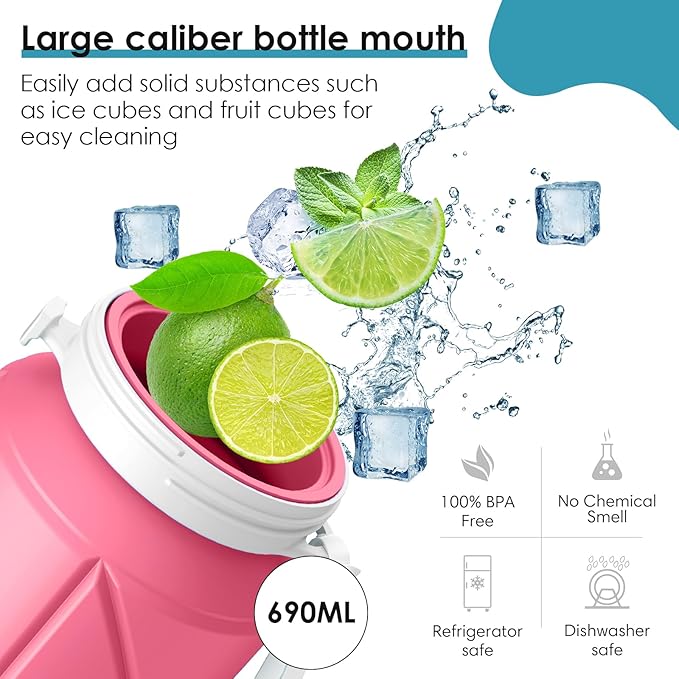 Collapsible Water Bottle Foldable Silicone Travel Water Bottle Leakproof Flexible BPA Free Portable,Folding Water Bottle Lightweight for Camping, Hiking,Sports Water Bottles Travel 23oz