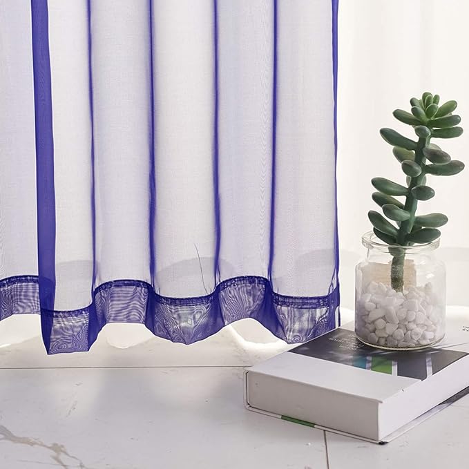 Halloween Decorations Sheer Curtains 108 Inches long Royal Blue Translucent Rod Pocket Royal Blue Sheer Curtains for Patio Doors Bedroom Living Room 9 ft 2 Panels 52X108