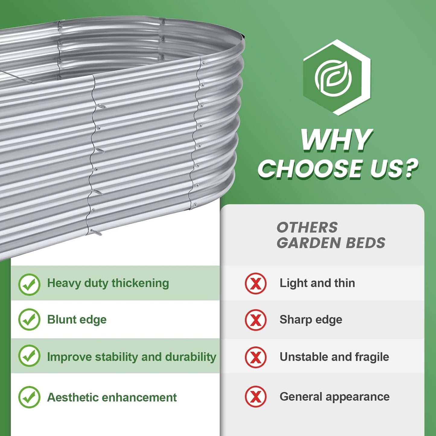 Land Guard 6×3×2ft Galvanized Raised Garden Bed Kit, Galvanized Planter Raised Garden Boxes Outdoor, Oval Large Metal Raised Garden Beds for Vegetables…