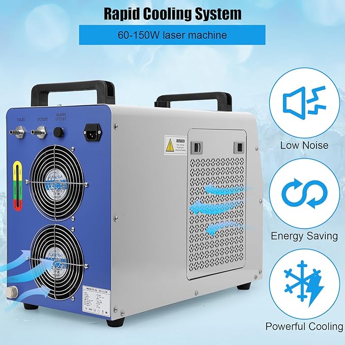 Industrial Water Chiller, 7L 2.64gpm CW-5000 Water Cooling System, Water Cooler for 40W-100W CO2 Laser Engraving & Cutting Machine, Laser Chiller Water Cooling Machine for Laser Cutter