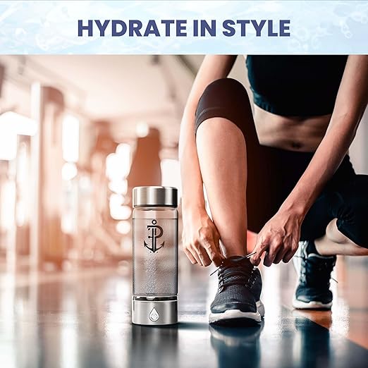 Hydrogen Water Bottle Generator | Durable SPE PEM Electrolysis Technology Hydrogen Water in 3 Min | Portable Water Quick Ionizer Machine for Home, Office, Travel, Exercise, Daily Use & Gifts (Silver)