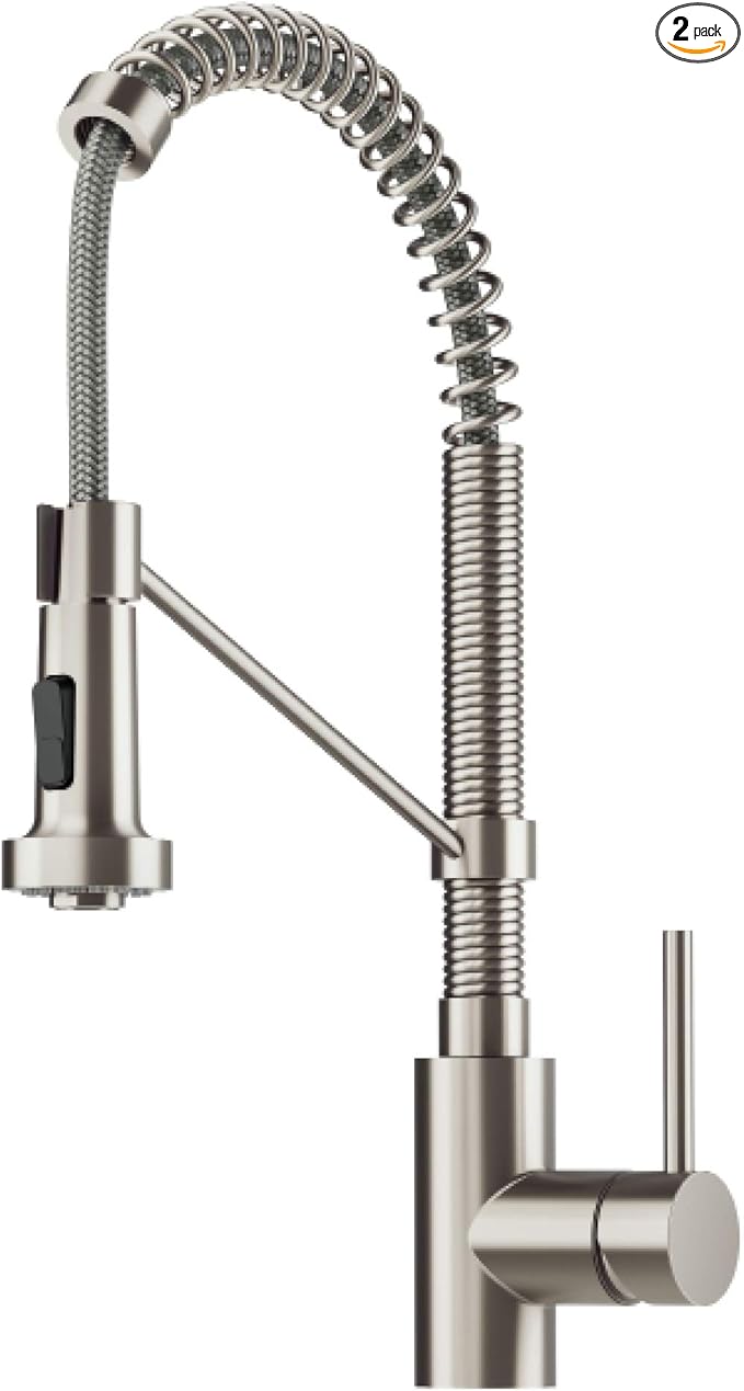 Kraus KPF-1610SFS-KSD-43SFS Bolden 18-Inch Single Handle Commercial Style Pull-Down Kitchen Faucet with Soap Dispenser, Spot Free Stainless Steel