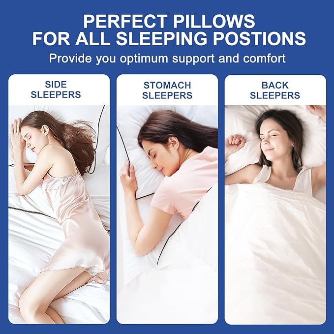 Premium Pillows Queen Size Set of 2, Fluffy and Supportive 7D Down Alternative Bed Pillows, Luxury Soft Hotel Quality Gusseted Pillow for Side Back Stomach Sleepers, Relief Neck Head and Shoulder Pain
