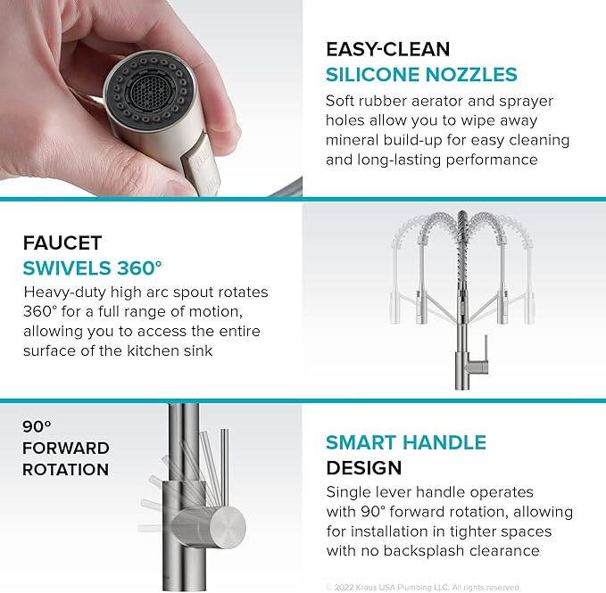 KRAUS Oletto Touchless Sensor Commercial Pull-Down Single Handle Kitchen Faucet with QuickDock Top Mount Assembly in Spot Free Stainless Steel, KSF-2631SFS