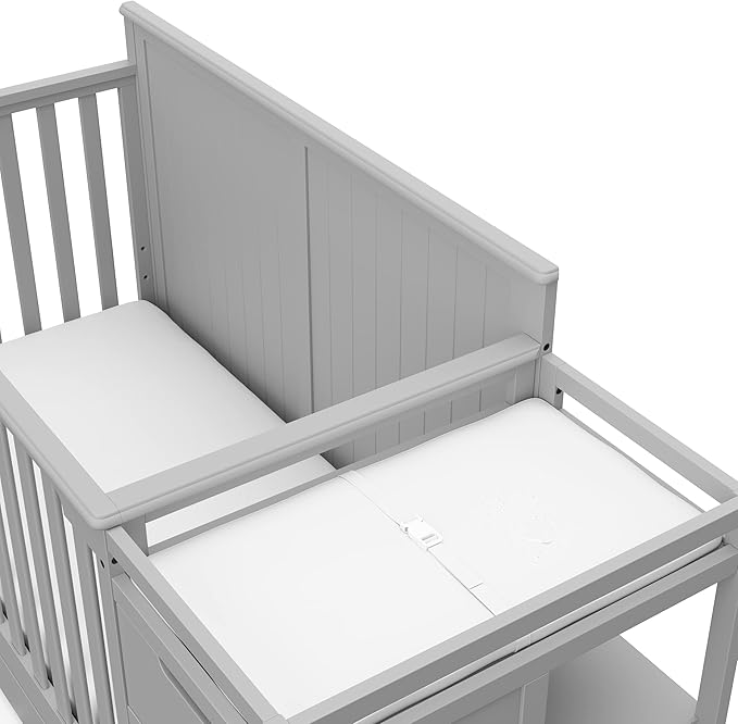 Graco Hadley 5-in-1 Convertible Crib and Changer with Drawer (Pebble Gray) – Crib and Changing-Table Combo with Drawer, Includes Changing Pad, Converts to Toddler Bed, Daybed and Full-Size Bed