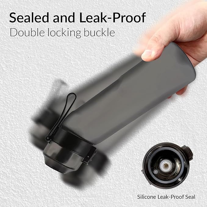 Matt Finish Water Bottle With 1 Flavor Pod | Include Straw and Strap | Silicone Leak-Proof Ring BPA Free, Air Water Bottle