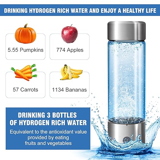 Hydrogen Water Bottle, Portable Rechargeable Hydrogen Water Bottle with SPE PEM Technology Water Ionizer, Generator Improve Water in 3 Minutes for Home Office Travel, Gift for Family
