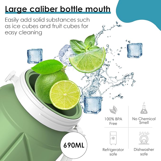 Collapsible Water Bottle Foldable Silicone Travel Water Bottle Leakproof Flexible BPA Free Portable,Folding Water Bottle Lightweight for Camping, Hiking,Sports Water Bottles Travel 23oz