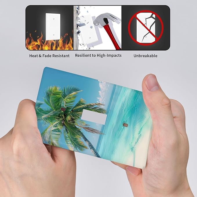 Beach Palm Tree Funny Plastic Wall Plate Decorative Single Toggle Light Switch Cover For Women Girls Bedroom Kitchen Living Room