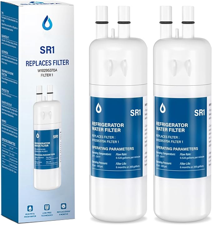 W1029537A Refrigerator Water Filter Replacement Compatible with EDR1RXD1, Filter 1, W10295370, P4RFWB, P8RFWB2L, 46-9930, 46-9081 (2 Packs)