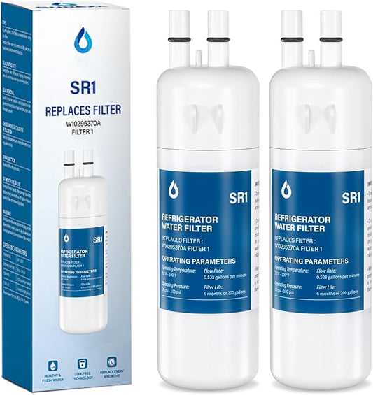 W1029537A Refrigerator Water Filter Replacement Compatible with EDR1RXD1, Filter 1, W10295370, P4RFWB, P8RFWB2L, 46-9930, 46-9081 (2 Packs)