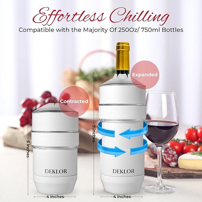 Wine Chiller - Wine Coolers for Wine Bottles and Champagnes, Keeps Wine and Beverages Cold - Perfect Wine Gift For Parties and Dinners