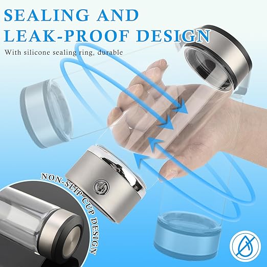 Portable Hydrogen Rich Water Cup, USB Charging Rich Hydrogen Water Purifier Filter Glass Bottle Portable Lonizer Cup, Hydrogen Water Bottle, Hydrogen Rich Water Glass Health Cup (5 Colors)