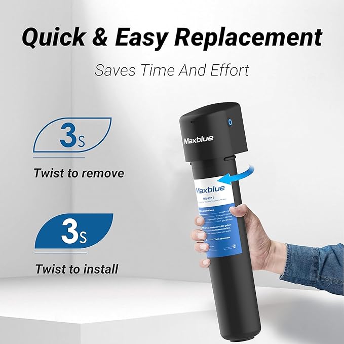 Maxblue RF15 Water Filter, 19K Gallons High Capacity, Replacement for Waterdrop 15UA/15UB Under Sink Water Filtration System