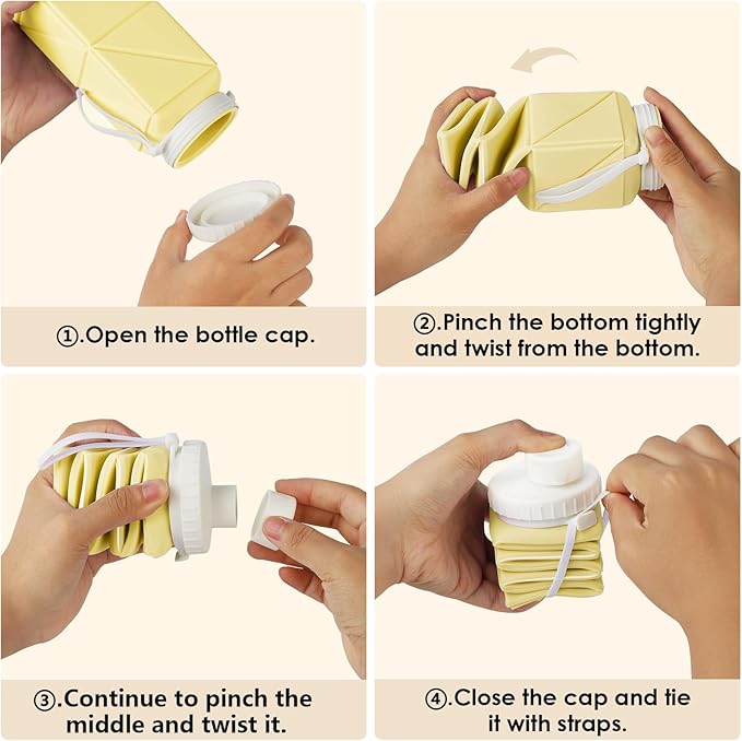 Collapsible Water Bottles,Leakproof BPA-Free Silicone Foldable Portable Water Bottle Cup 21oz,Food-Grade Travel Bottles,Lightweight Reusable Water bottle for Cycling Gym Camping Sports Outdoor