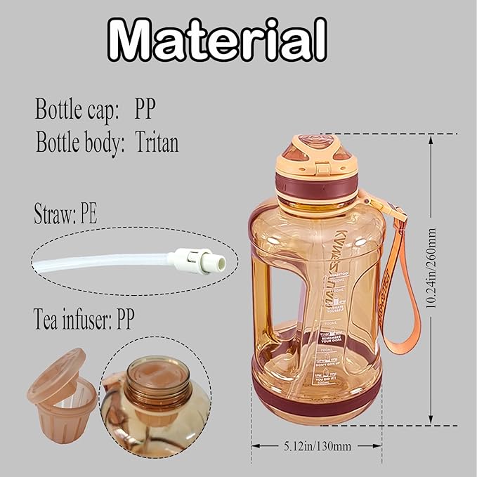 Sports Water Bottle, 50 Oz/1500mL, Leak Proof BPA Free Travel Outdoor For Men Women (Orange)