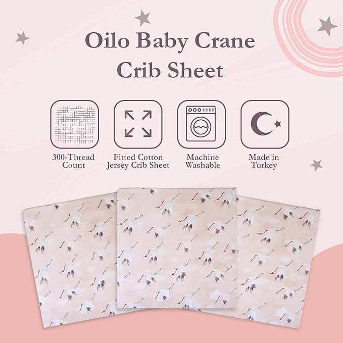 Crib Sheets - Crib Sheets Girl -Crib Sheets Boy - Jersey Sheets - Nursery Bedding - Toddler Bedding Sets for Girls - Toddler Bedding Sets for Boys - Baby Crib Sheets - OILO Studio Crib Sheet Crane