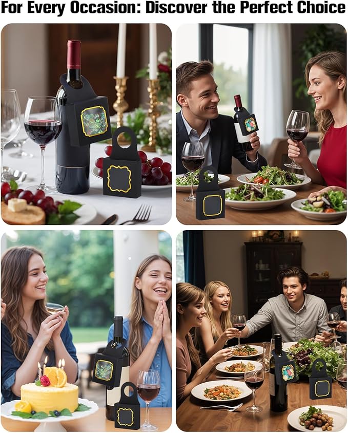 30 Pieces Wine Bottle Box with Window, Hanging Foldable Boxes for Wine, Champagne Bottle Hanger for Gifts, Empty Wine Bottles Favor for Candy Truffles Chocolate Cookies