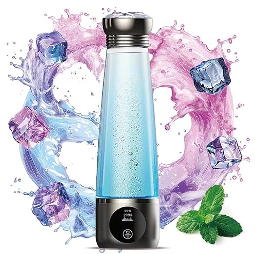 Hydrogen Water Bottle 3000ppb Dupont Membrane Ionized Water Bottle Hydrogen Cup PEM/SPE Technology Purification Vent Rechargeable Hydrogen Water Generator for Home Office Travel