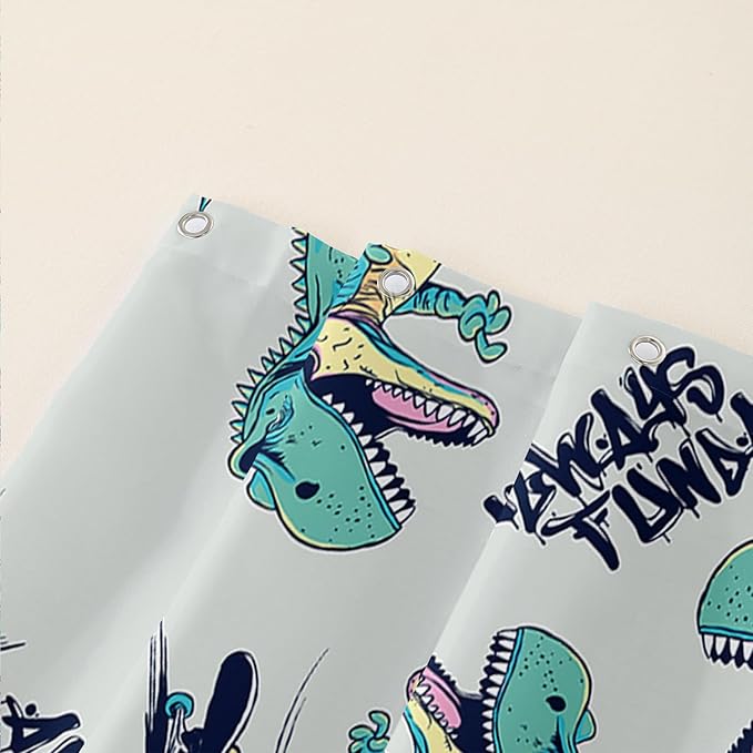 AILONEN Cute Dinosaur Kids Shower Curtain,Sport Cool Dinosaur Bath Curtain Gifts for Boys Teens,Skate Dinosaur Polyester Waterproof for Bathroom with 12 Plastic Hooks 60" W*72" H