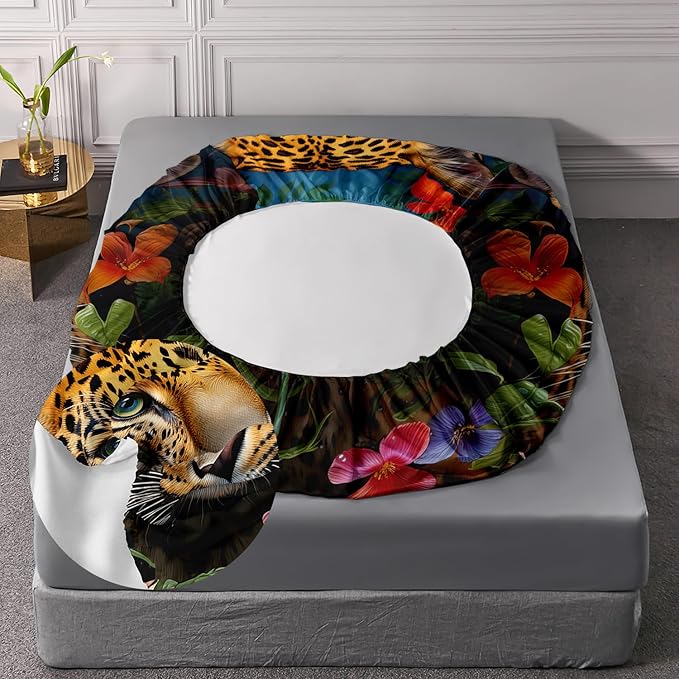 AILONEN Leopard Print Fitted Sheet Set Twin Size for Boys,Safari Cheetah Bed Sheet Set Twin, Jungle Animal Leopard Sheet Set 3 Pieces Wildlife Fitted Sheet with 2 Pillowcases