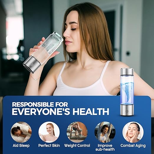 Hydrogen Water Bottle, 3-Min Fast Electrolysis Hydrogen Water Bottle Generator with Multicolored Lights, 420ml Portable Hydrogen Water Generator for Active Lifestyles, Gifts, Travel and Daily Use