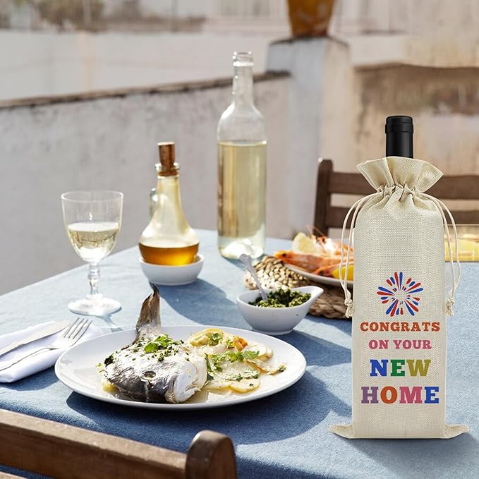 Housewarming gifts for New House Wine Bag House Warming Gifts New House Wine Bags for New Home Owner Party Decorations New House Gift for Friend Women Men Wife Husband Wedding Birthday Christmas Gift