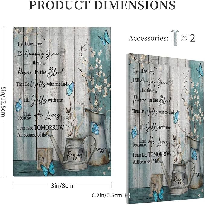 Vintage Teal Butterfly Wood Inspirational Quotes Wood Plank 1 Gang Light Switch Covers No Device Wall Plate Decorative Blank Switchplate Electrical Faceplate for Farmhouse Country Bedroom Decor