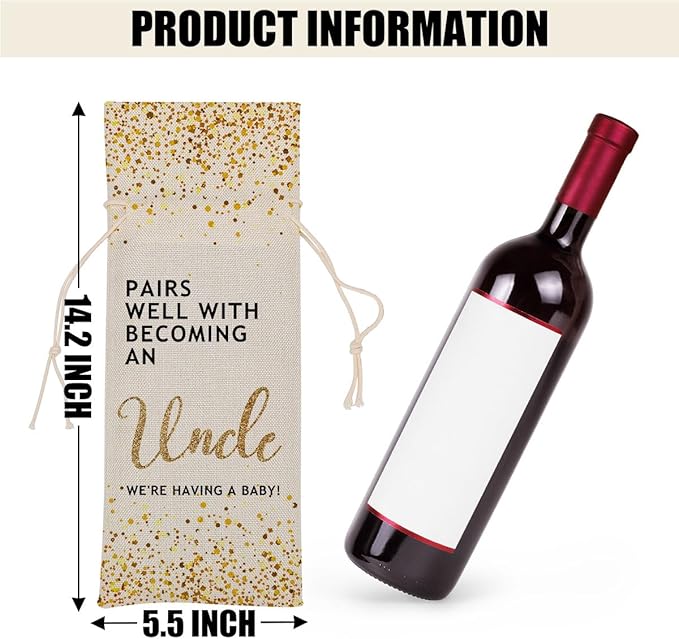Pregnancy Announcement Wine Bag Grandparents Baby Announcement Baby Announcements Ideas for Women Men Aunt Uncle Bestie Sister Female Congratulations Wine Bags