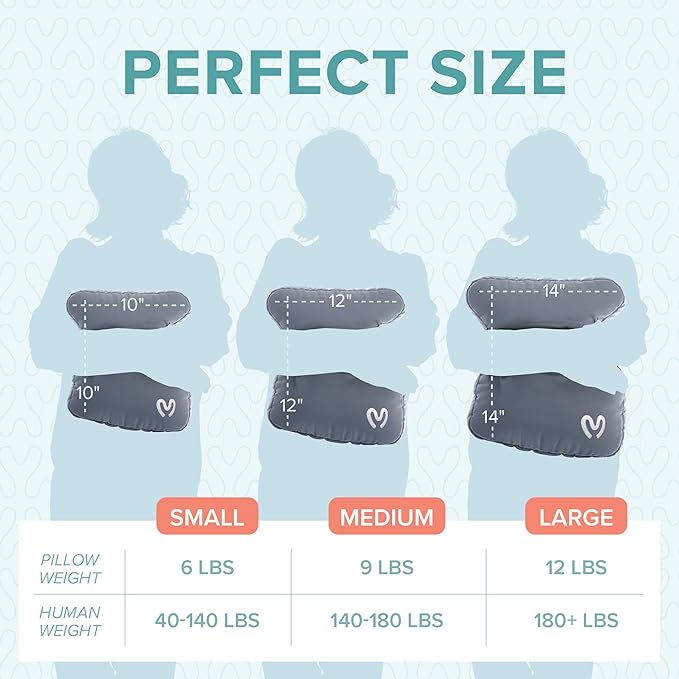 Calmier - 6 lb Sensory Weighted Pillow - Glass Bead Filled Hug Pillow - Ultra Plush Cozy Weighted Pillows for Adults and Kids - Child Sensory Pillow - Weighted Lap Pad (Light Grey - Minky, 6 LBS)