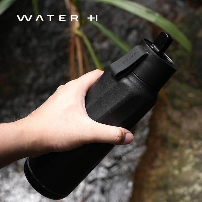 Vita Insulated Smart Water Bottle, Intake Tracker, Water Safety Analyzer, LED Reminder, BPA Free, 18 oz Double Wall Vacuum Stainless Steel Thermos (Flip Lid + Straw), Ideal Gift for Dad