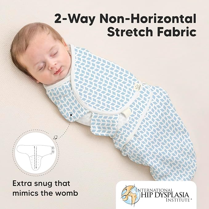 3-Pack Organic Baby Swaddle Sleep Sacks - Newborn Swaddle Sack, Ergonomic Baby Swaddles 0-3 Months, Swaddles for Newborns, Baby Sleep Sack, Baby Swaddle Blanket Wrap, Baby Essentials (Storm)