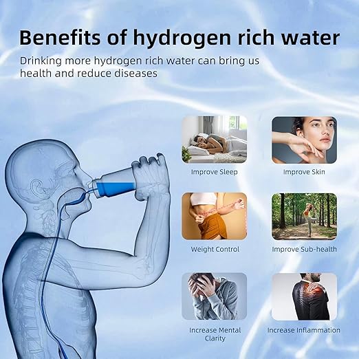 Hydrogen Water Bottle, Portable Hydrogen Water Bottle Generator, Rechargeable Hydrogen Water Ionizer Machine for Home, Office, Travel and Exercise