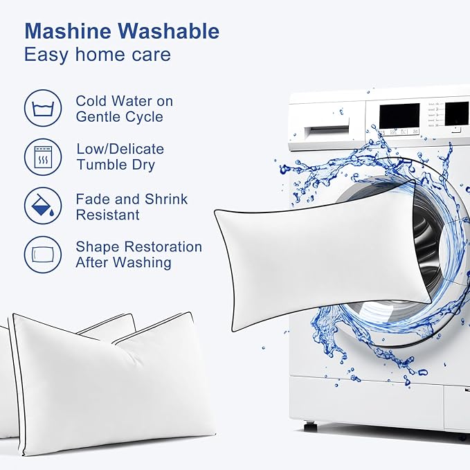 Premium Pillows King Size Set of 2, Fluffy and Supportive 7D Down Alternative Bed Pillows, Luxury Soft Hotel Quality Gusseted Pillow for Side Back Stomach Sleepers, Relief Neck Head and Shoulder Pain