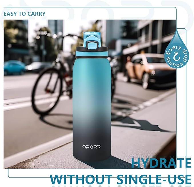 Opard 30oz Sports Water Bottle with Leak Proof Flip Top Lid BPA Free Tritan Reusable Plastic for Gym and Outdoor