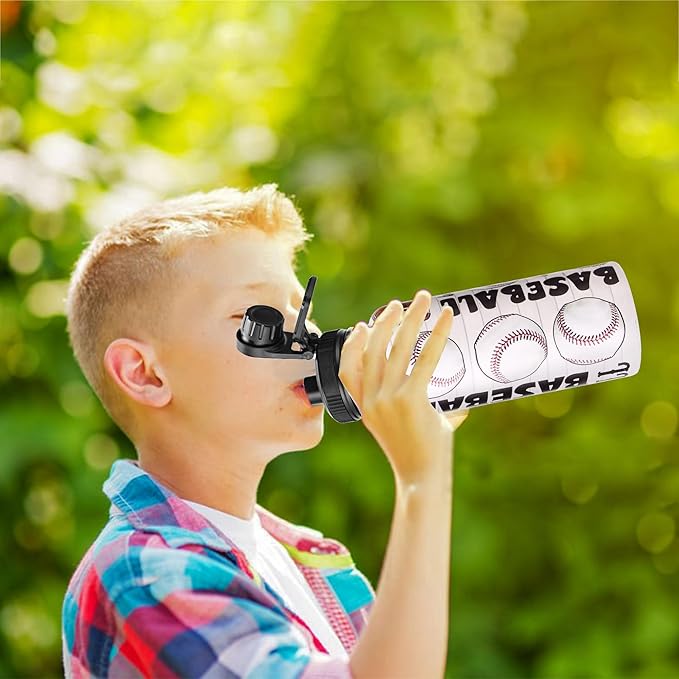 Cutiset 32 oz Baseball Water Bottle with Lids, Stainless Steel Leak Proof Sports Water Flask, Vacuum Metal Water Bottle,Baseball